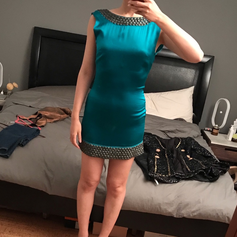 100%Silk Cocktail backless Dress